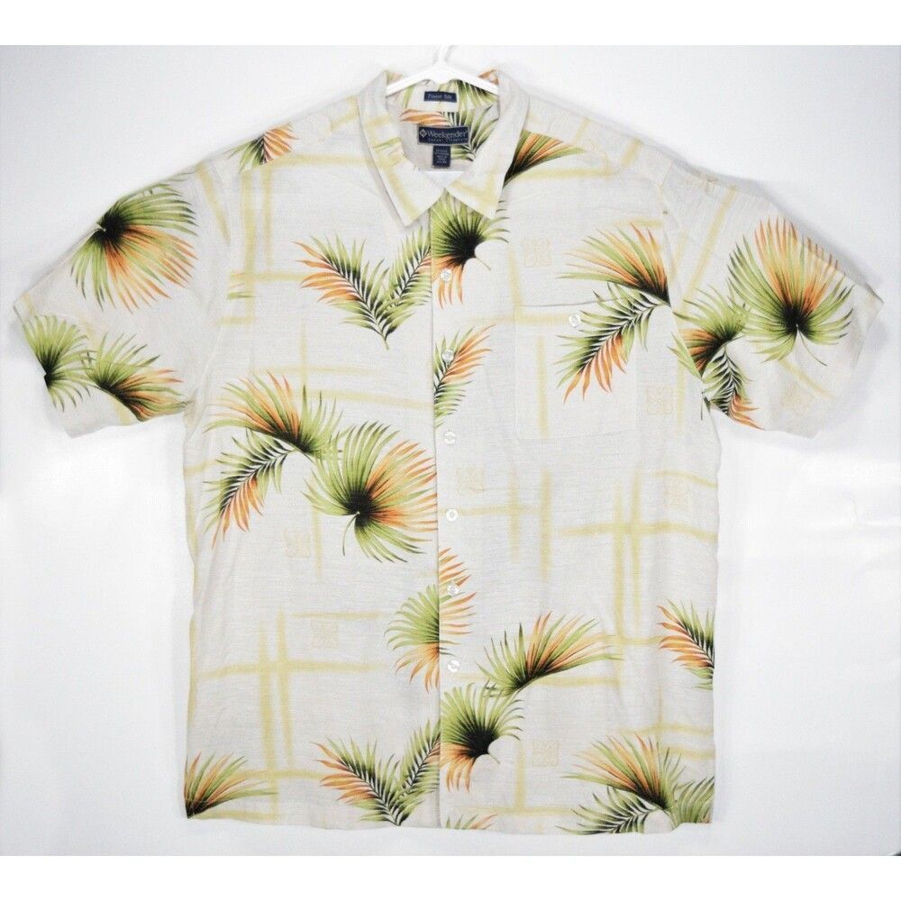 Weekender Silk Hawaiian Button Up Shirt Men's Size XL Floral Short Sleeve
